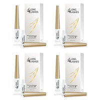 Long 4 Lashes by Oceanic Eyelash Enhancing Serum, 3 ml (Pack of 4) + FREE Luxury Luffa Loofah Bath Sponge On A Rope, Color May Vary