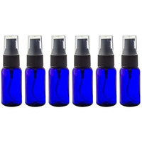 Cobalt Blue 1 oz Boston Round PET (BPA Free) with Treatment Pump (6 Pack) + Labels