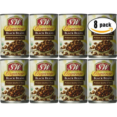 S&W Organic Black Beans, 15.5 oz Can (Pack of 8, Total of 124 Oz)