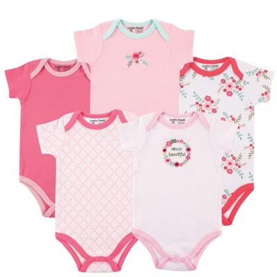 Luvable Friends Baby Girl Bodysuits, 5-pack