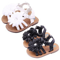 Summer Lovely Infant Baby Girls Toddlers Sandals Shoes with Large Flower Ornament Shiny Rhinestone White Size 13 Fits Babies Aged 12 to 18 Month