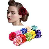 2 in 1 Bride Women Rose Flower Brooch Head Ornament Flower Hair Accessories Wedding Hair Clip 10/7/2 Pairs (10 Pairs)