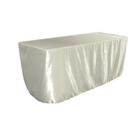 LA Linen TCbridal-fit-96x30x30-IvoryB25 Fitted Bridal Satin Tablecloth Ivory - 96 x 30 x 30 in.