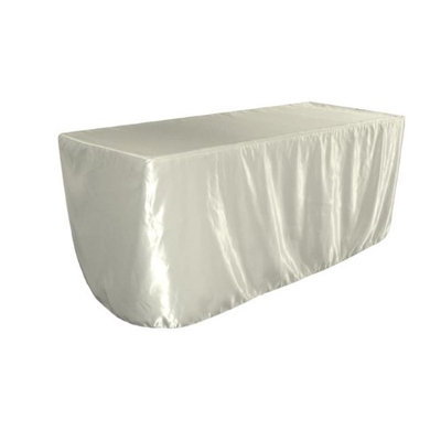 LA Linen TCbridal-fit-96x30x30-IvoryB25 Fitted Bridal Satin Tablecloth Ivory - 96 x 30 x 30 in.