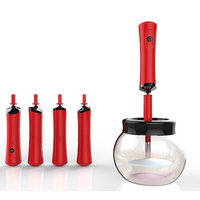 TJ.MOREE Electric Makeup Brush Spinner With 8 Silicone Collars - Wash and Dry in Seconds Version 3.0 (Red)