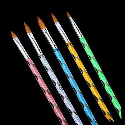 5 pc 2-Ways Acrylic Nail Art Brush Pen Cuticle Pusher