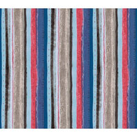 Blue Mountain Wallcoverings Blue Mountain MultiStripe Wallcovering, Dark Blue/Red/Black