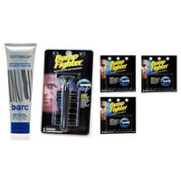 Barc Cutting Up, Unscented Shave Cream, 6 Oz + Bump Fighter Razor for Men + Bump Fighter Cartridge Refill, 5 Ct (Pack of 3) + FREE LA Cross 71817 Tweezer