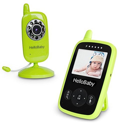 HelloBaby HB24 Wireless Video Baby Monitor Security Camera with Two-Way Talking System Infrared Night Vision & Temperature Monitoring, Lullabies,Green