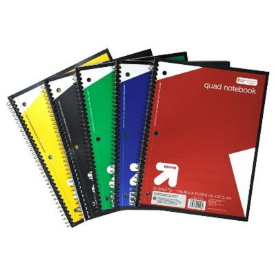 Quad Notebooks, Wide Rule, 80pgs - up & upâ¢