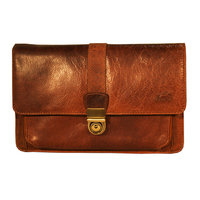 Mancini Leather Vegetable Tanned Top Grain Buffalo Leather Unisex Bag With Front Organizer, Brown, 10