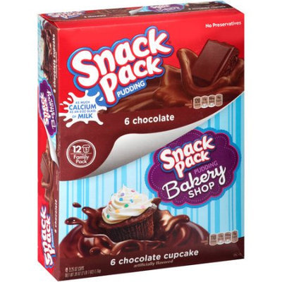 Snack Pack Chocolate & Chocolate Cupcake Pudding, 3.25 oz, 12 count
