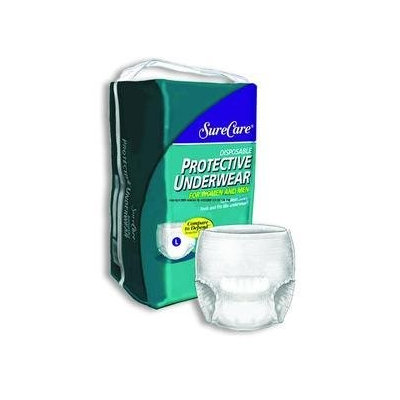 SureCare(TM) Protective Underwear, Moderate Absorbency, Medium: Waist/Hip: 34in-46in, 4 Green Strands Band, Pack Of 20