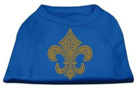 Ahi Gold Fleur de Lis Rhinestone Shirts Blue XS (8)