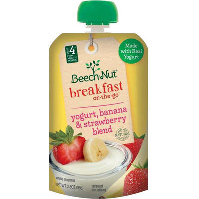 Beech-Nut Breakfast on-the-Go Yogurt, Banana & Strawberry Blend Baby Food, 3.5 oz, (Pack of 12)