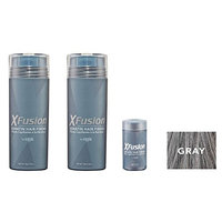 Xfusion Keratin Hair Fibers,Two Pack Value 2 x 28 gr / 0.98 oz GRAY/FREE Refillable 3 gr Travel Size Fibers ($8.00 Value) …