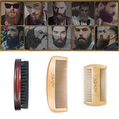 Beard Grooming & Trimming Kit for Men Care - 3Pcs Resin Handle Shaving Shave Brush Black Badger Hair Barber Salon Tool for Shaping & Styling by Alonea