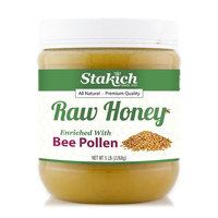 Stakich BEE POLLEN Enriched RAW HONEY 5-LB (80 oz) - 100% Pure, Unprocessed, Unheated -