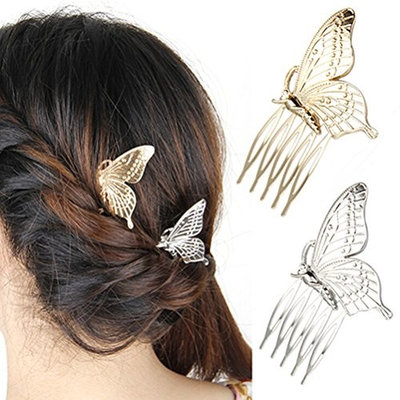 cuhair (TM) HOT! Women's girl wedding Butterfly Alloy metal Hair Comb Headwear Party accessories