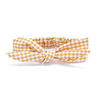 Peppercorn Kids Girls Bow Tie-Up Headwrap (Gingham - Honey Yellow)