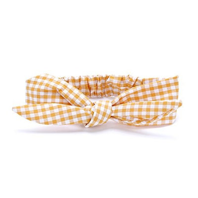 Peppercorn Kids Girls Bow Tie-Up Headwrap (Gingham - Honey Yellow)