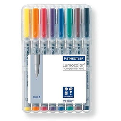 Staedtler Lumocolour OHP Pens, Assorted Colours, Non-Permanent, 0.4mm