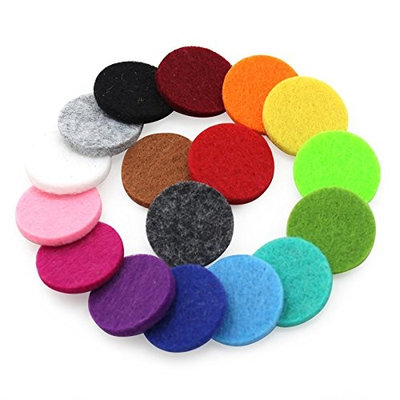 Ginooars Pack of 50pcs 22mm Mix Colors Refill Pads fit for 30mm Aromatherapy Essential Oil Diffuser Stainless Steel Locket