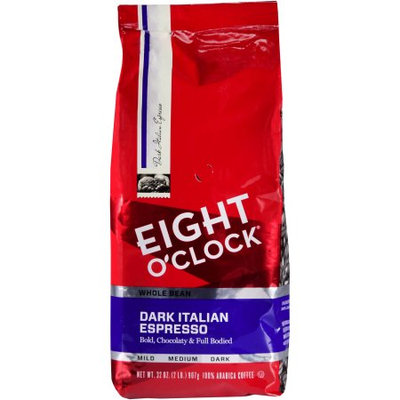 Eight O'clock Coffee Company Eight O'Clock Dark Italian Espresso Roast Whole Bean Coffee, Dark Roasted, 32 oz