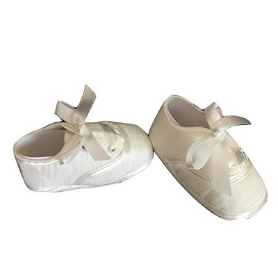 Baby Boy White Satin Christening Baptism Wedding Shoes Ribbon Laces