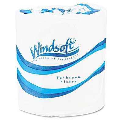 Windsoft 2200 Single Roll Two Ply Premium Bath Tissue, 500 Sheets Per Roll (Case of 96 Rolls)