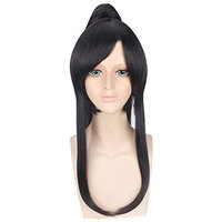 Anime 60cm Straight Black Cosplay Wig Clip On Long Black Ponytail + Free Cap