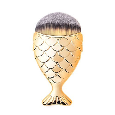 Sunbowstar Multifunction Mermaid Fish Scale Makeup Brush New Fashionable Style Fishtail Bottom Brush Powder Cheeks Blush Makeup Cosmetic Brushes Tool (1pcs G
