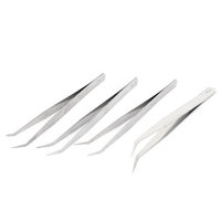 4pcs Stainless Steel Bent Curved Tip Tweezers Pliers Hand Tool 13cm 5