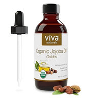 Viva Naturals Certified Organic Jojoba Oil (4 oz) - 100% Pure, Natural Unrefined Cold Pressed Moisturizer for Skin, Nails and Hair