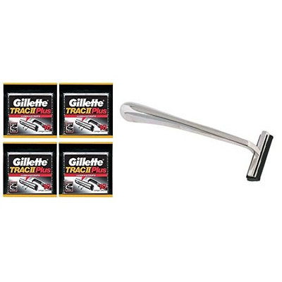 Trac II Chrome Handle + Trac II Plus Refill Razor Blades 10 ct. (Pack of 4) + FREE Schick Slim Twin ST for Sensitive Skin