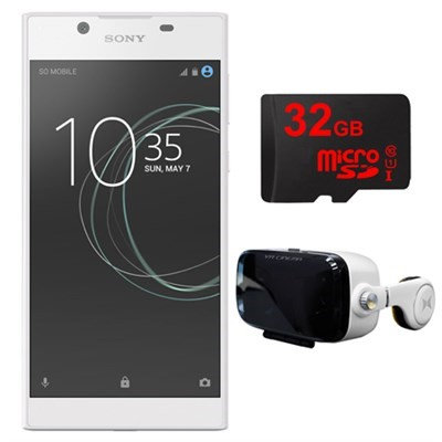Sony Xperia L1 16GB 5.5-inch Smartphone, Unlocked (White) w/ VR Accessory Bundle