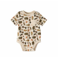 Baby Boy Short Sleeve Printed Pocket Bodysuit