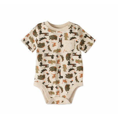 Baby Boy Short Sleeve Printed Pocket Bodysuit