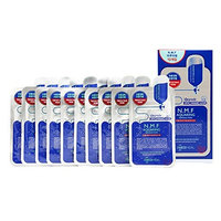 Mediheal N.M.F. Aquaring Ampoule Hyaluronic Acid Ceramide Hydrating Nourishing Pore Minimizing Anti-Aging All-Skin-Type Facial Mask (10-Pack)