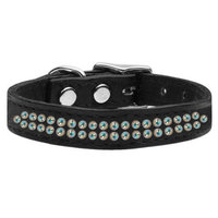 Mirage 83-37 20Bk Two Row Jeweled Leather Dog Collar Black 20