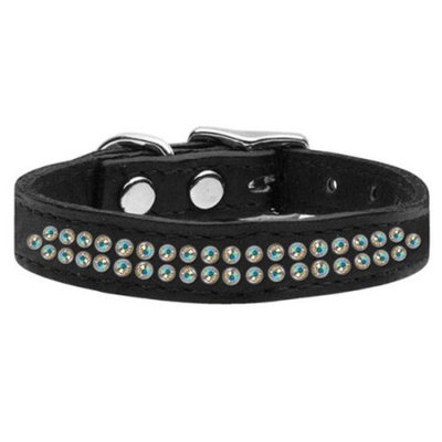 Mirage 83-37 20Bk Two Row Jeweled Leather Dog Collar Black 20