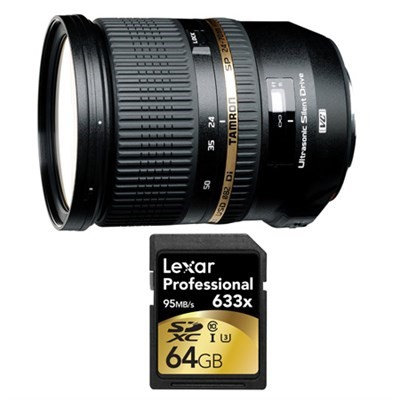 Tamron SP 24-70mm f2.8 Di VC USD Lens and 64GB Card Bundle