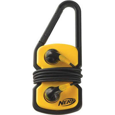 NERF N822Y Earphones with Carabiner Clip Cord Wrap