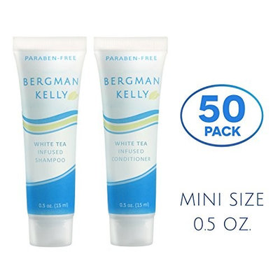 BERGMAN KELLY Hotel Shampoo and Conditioner Set, Hotel Toiletries Bulk (50 Pack, 0.5 Fl Oz) Travel Size Shampoo Amenities for Guest Hospitality, Motel, Air BnB; Mini Luxury Shampoo Conditioner Sample