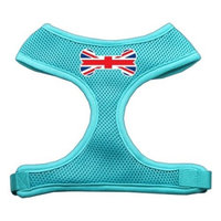 Mirage Pet Products Bone Flag UK Screen Print Soft Mesh Dog Harnesses, Small, Aqua