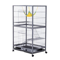 Pawhut 59 Indoor Hutch Small Animal Pet Cage with Stand - Black