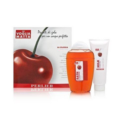 Perlier Cherry 2 Piece Set Includes: 8.4 oz Cherry Bath and Shower Gel + 4.2 oz Cherry Body Moisturizing Milk