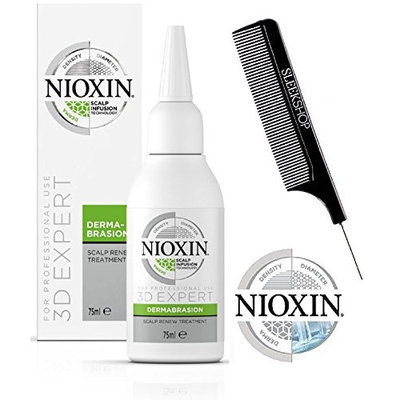 Nioxin 3D Expert SCALP RENEW Treatment DERMABRASION, for complete scalp exfoliation, Scalp Infusion Technology (with Sleek Steel Pin Tail Comb) (2.5 oz/75 ml)