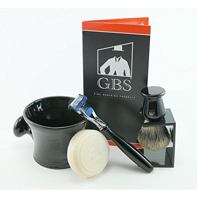 Men's Grooming Set with Shaving Mug with Knob Handle, 100% Pure Badger Brush,...