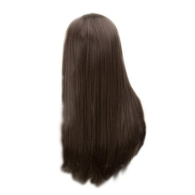 Homyl 24'' Long Brown Straight Hair Wig, Natrual Silk Full Hair Wigs Hairpirces Heat Resistant Cosplay Party Wedding Costume Playing